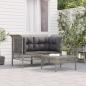 Preview: ARDEBO.de - 3-tlg. Garten-Lounge-Set mit Kissen Grau Poly Rattan