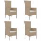 Preview: 5-tlg. Garten-Essgruppe mit Kissen Beige Poly Rattan