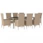Preview: 9-tlg. Garten-Essgruppe mit Kissen Beige Poly Rattan