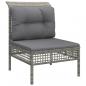 Preview: 4-tlg. Garten-Lounge-Set mit Kissen Grau Poly Rattan