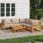 Preview: ARDEBO.de - 6-tlg. Garten-Lounge-Set mit Taupe Kissen Massivholz
