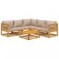 Preview: 6-tlg. Garten-Lounge-Set mit Taupe Kissen Massivholz