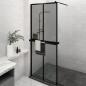 Preview: ARDEBO.de - Duschwand mit Ablage für Walk-In-Dusche Schwarz 80x195 cm ESG