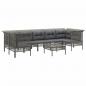 Preview: 8-tlg. Garten-Lounge-Set mit Kissen Grau Poly Rattan