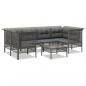 Preview: 7-tlg. Garten-Lounge-Set mit Kissen Grau Poly Rattan