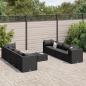 Preview: ARDEBO.de - 9-tlg. Garten-Lounge-Set mit Kissen Schwarz Poly Rattan