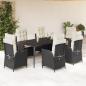 Preview: ARDEBO.de - 7-tlg. Garten-Essgruppe mit Kissen Schwarz Poly Rattan