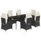 Preview: 7-tlg. Garten-Essgruppe mit Kissen Schwarz Poly Rattan
