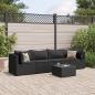 Preview: ARDEBO.de - 5-tlg. Garten-Lounge-Set mit Kissen Schwarz Poly Rattan