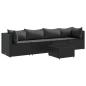 Preview: 5-tlg. Garten-Lounge-Set mit Kissen Schwarz Poly Rattan