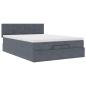 Preview: Ottoman-Bett mit Matratze & LEDs Dunkelgrau 140x200 cm Samt