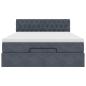 Preview: Ottoman-Bett mit Matratze & LEDs Dunkelgrau 140x200 cm Samt