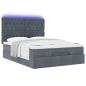 Preview: Ottoman-Bett mit Matratzen & LEDs Dunkelgrau 140x200 cm Samt