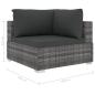 Preview: 11-tlg. Garten-Lounge-Set mit Auflagen Poly Rattan Grau