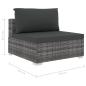 Preview: 11-tlg. Garten-Lounge-Set mit Auflagen Poly Rattan Grau