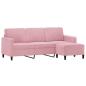 Preview: 3-Sitzer-Sofa mit Hocker Rosa 180 cm Samt