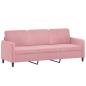 Preview: 3-Sitzer-Sofa mit Hocker Rosa 180 cm Samt