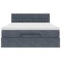 Preview: Ottoman-Bett mit Matratze & LEDs Dunkelgrau 140x200 cm Samt