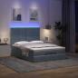 Preview: Ottoman-Bett mit Matratzen & LEDs Dunkelgrau 140x200 cm Samt