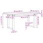 Preview: Couchtisch O-Gestell 90x40x45cm Massivholz Kiefer und Gusseisen
