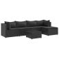 Preview: 6-tlg. Garten-Lounge-Set mit Kissen Schwarz Poly Rattan
