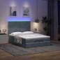 Preview: Ottoman-Bett mit Matratzen & LEDs Dunkelgrau 140x200 cm Samt