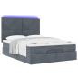 Preview: Ottoman-Bett mit Matratzen & LEDs Dunkelgrau 140x200 cm Samt