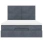 Preview: Ottoman-Bett mit Matratzen & LEDs Dunkelgrau 140x200 cm Samt