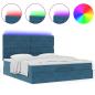 Preview: Ottoman-Bett mit Matratzen & LEDs Dunkelblau 160x200 cm Samt