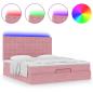 Preview: Ottoman-Bett mit Matratzen & LEDs Rosa 160x200 cm Samt