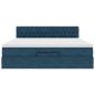 Preview: Ottoman-Bett mit Matratze & LEDs Dunkelblau 160x200 cm Samt