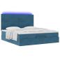 Preview: Ottoman-Bett mit Matratzen & LEDs Dunkelblau 160x200 cm Samt