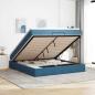 Preview: ARDEBO.de - Ottoman-Bett mit Matratze Dunkelblau 160x200 cm Samt