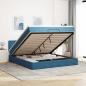 Preview: ARDEBO.de - Ottoman-Bett mit Matratze & LEDs Dunkelblau 160x200 cm Samt