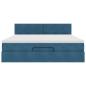Preview: Ottoman-Bett mit Matratze & LEDs Dunkelblau 160x200 cm Samt