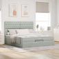 Preview: Ottoman-Bett mit Matratzen Hellgrau 160x200 cm Samt