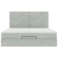 Preview: Ottoman-Bett mit Matratzen & LEDs Hellgrau 160x200 cm Samt