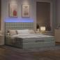 Preview: Ottoman-Bett mit Matratzen & LEDs Hellgrau 160x200 cm Samt