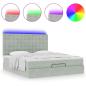 Preview: Ottoman-Bett mit Matratzen & LEDs Hellgrau 160x200 cm Samt