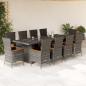 Preview: ARDEBO.de - 11-tlg. Garten-Essgruppe mit Kissen Grau Poly Rattan
