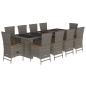 Preview: 11-tlg. Garten-Essgruppe mit Kissen Grau Poly Rattan