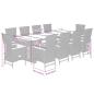 Preview: 11-tlg. Garten-Essgruppe mit Kissen Grau Poly Rattan