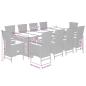 Preview: 11-tlg. Garten-Essgruppe mit Kissen Grau Poly Rattan