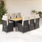 Preview: ARDEBO.de - 9-tlg. Garten-Essgruppe mit Kissen Schwarz Poly Rattan