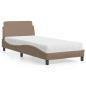 Preview: ARDEBO.de - Bett mit Matratze Cappuccino-Braun 90x190 cm Kunstleder