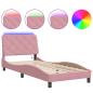 Preview: Bettgestell mit LED-Leuchten Rosa 80x200 cm Samt