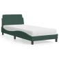 Preview: ARDEBO.de - Bett mit Matratze Dunkelgrün 80x200 cm Samt