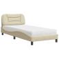 Preview: Bett mit Matratze Creme 90x190 cm Stoff
