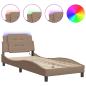 Preview: Bettgestell mit LED Cappuccino-Braun 90x190 cm Kunstleder
