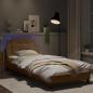 Preview: Bettgestell mit LED Cappuccino-Braun 90x190 cm Kunstleder